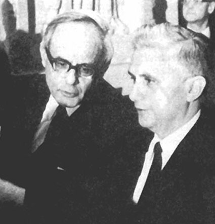 Karl Rahner (à gauche) avec le P. Joseph Ratzinger (à droite) à Vatican II