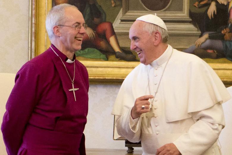 L'antipape François en compagnie du chef schismatique de la secte anglicane, Justin Welby