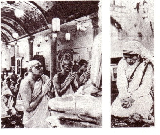 Mère Teresa en train d’adorer Bouddha en 1975