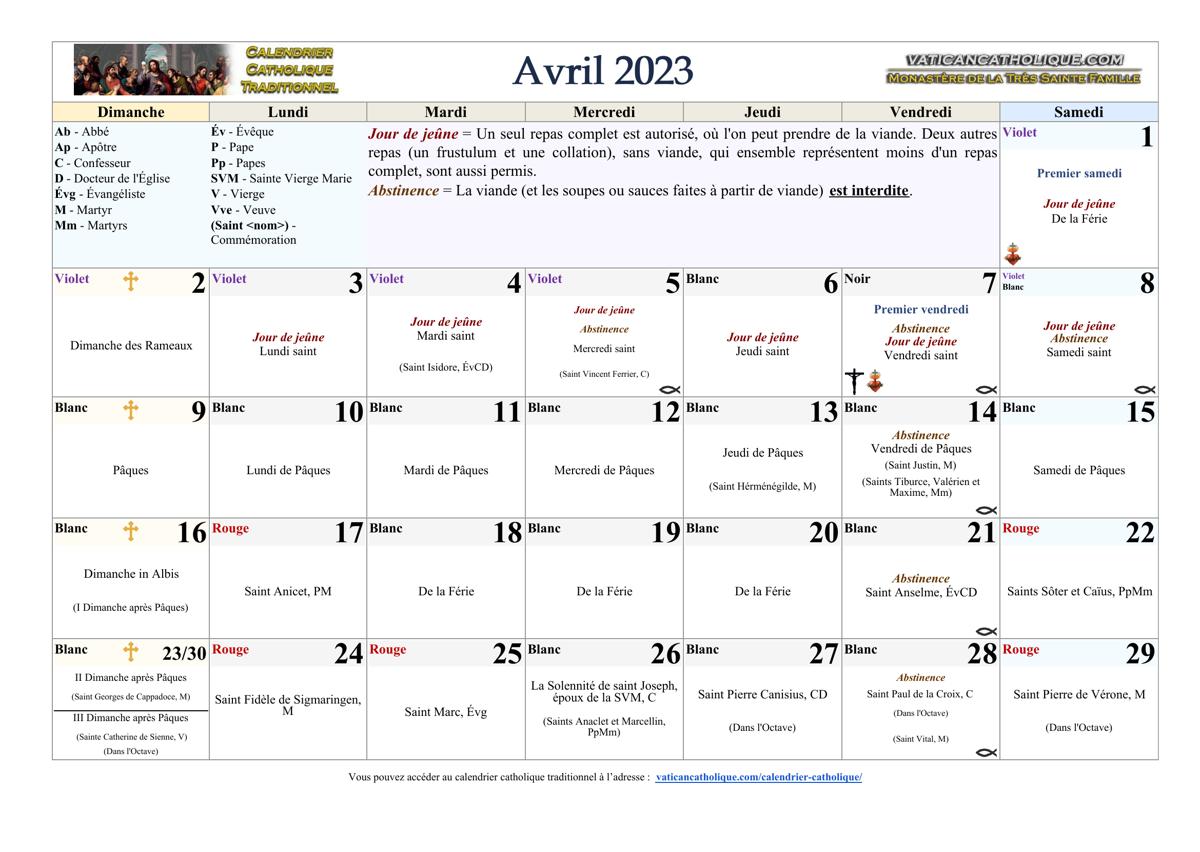 Mois d'avril 2023