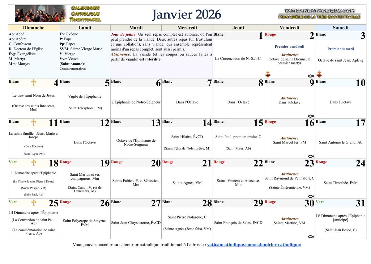 Mois de janvier 2026