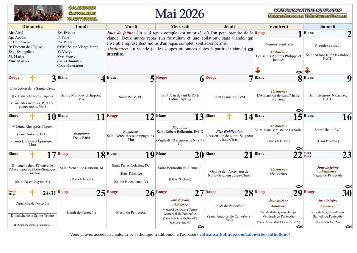Mois de mai 2026