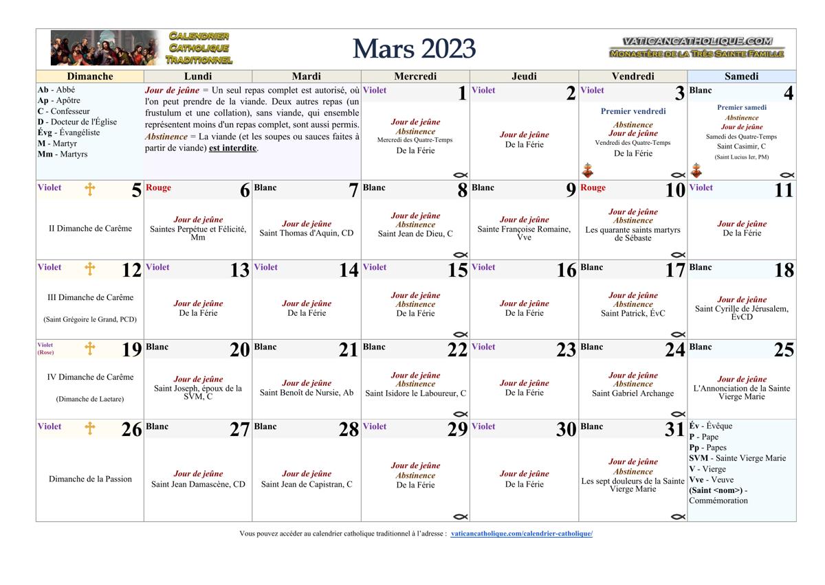Mois de mars 2023
