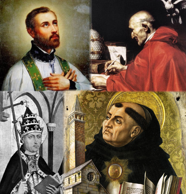 Saint François-Xavier, Pape saint Grégoire le Grand, Pape saint Grégoire II et saint Thomas d'Aquin