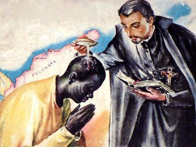 Saint Pierre Claver, Baptême miraculeux d'un esclave